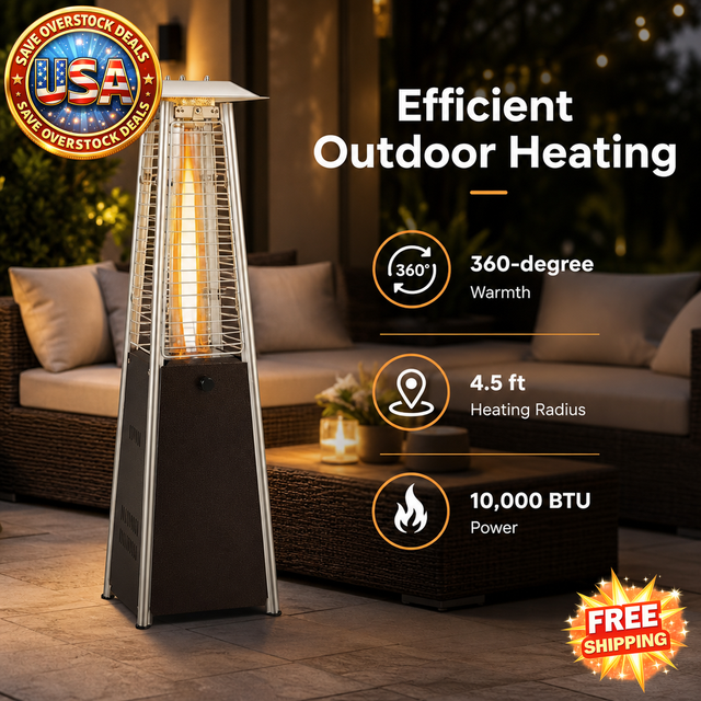 10000 BTU Portable Steel Tabletop Patio Heater with Glass Tube