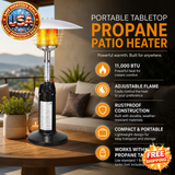 Portable Tabletop Propane Patio Heater with 11,000 BTU Output