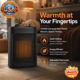 1500W Ceramic Electric Space Heater with Adjustable Thermostat