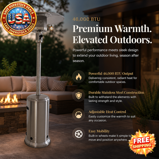 46,000 BTU Standing Patio Heater with Safety Features