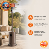 48,000 BTU Propane Patio Heater with Tabletop and Safety Features