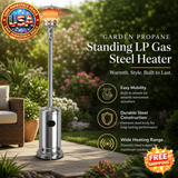 Garden Propane Steel Patio Heater with Wheels, 48,000 BTU
