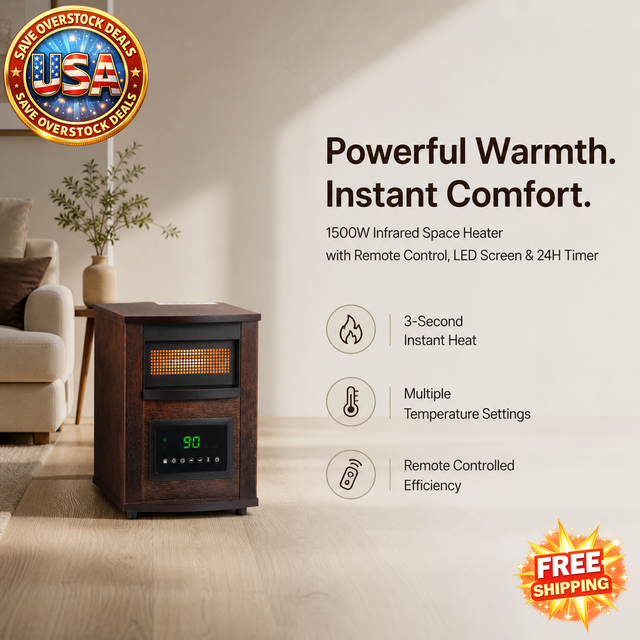 1500W Electric Infrared Space Heater with Remote Control