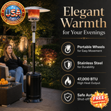 Outdoor Patio Propane Heater 47,000 BTU with Wheels