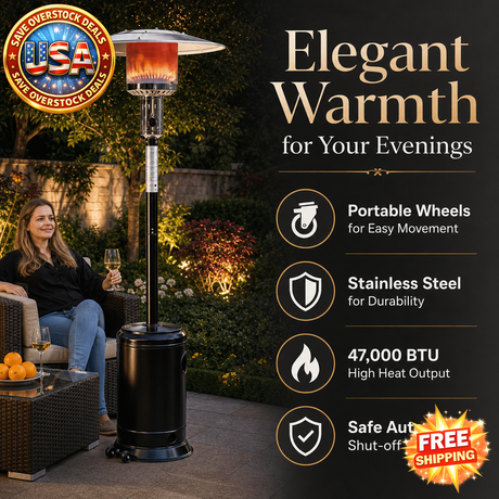 Outdoor Patio Propane Heater 47,000 BTU with Wheels