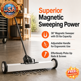 36-Inch Magnetic Sweeper with Wheels, 55 lbs Capacity