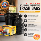 45 Puncture Tear Resistant Trash Bags, 30 Gallon, 45 Count