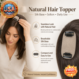 Natural Human Hair Toppers for Women, Silk Base, 5x9cm