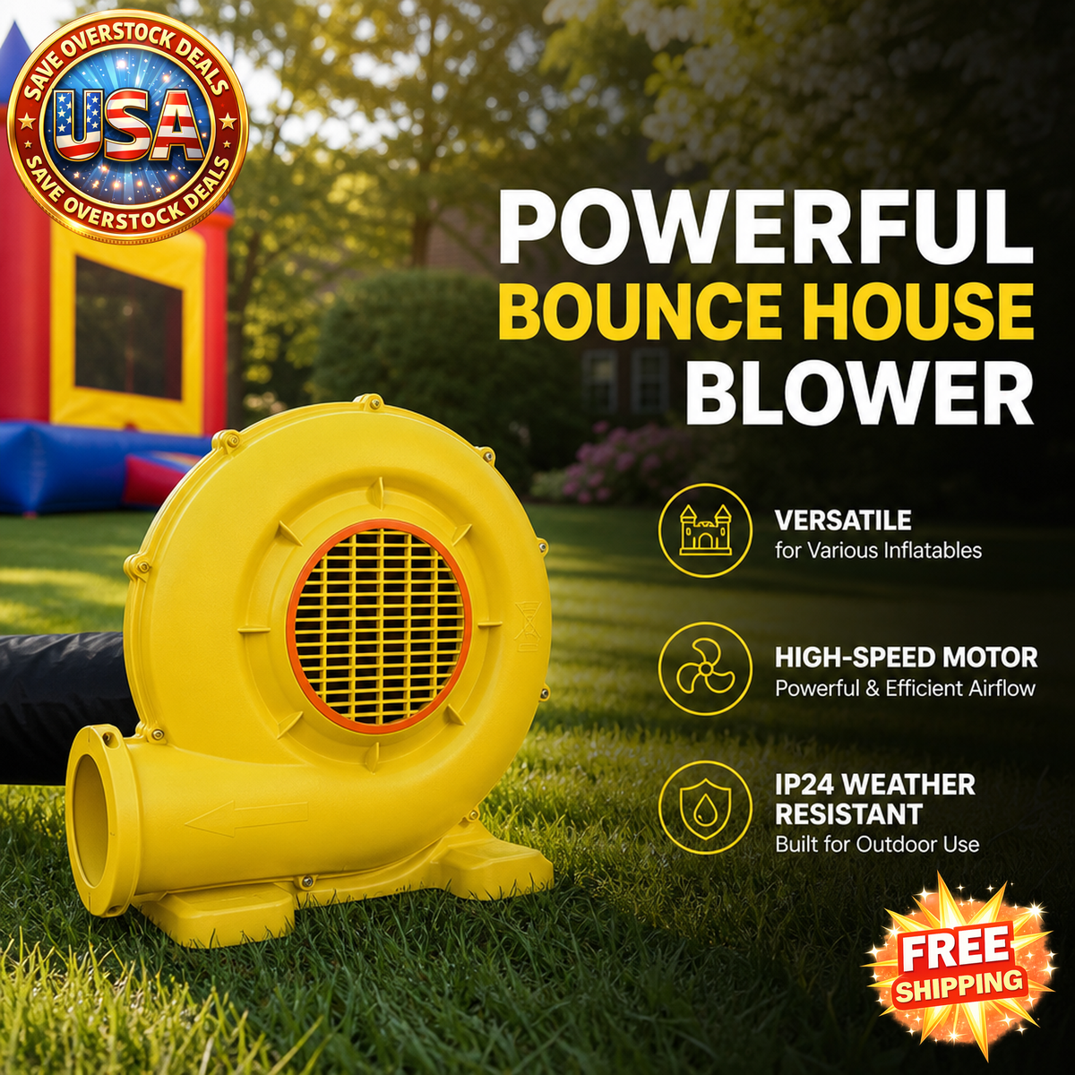Inflatable Blower for Bounce Houses and Waterslides, 380W/450W