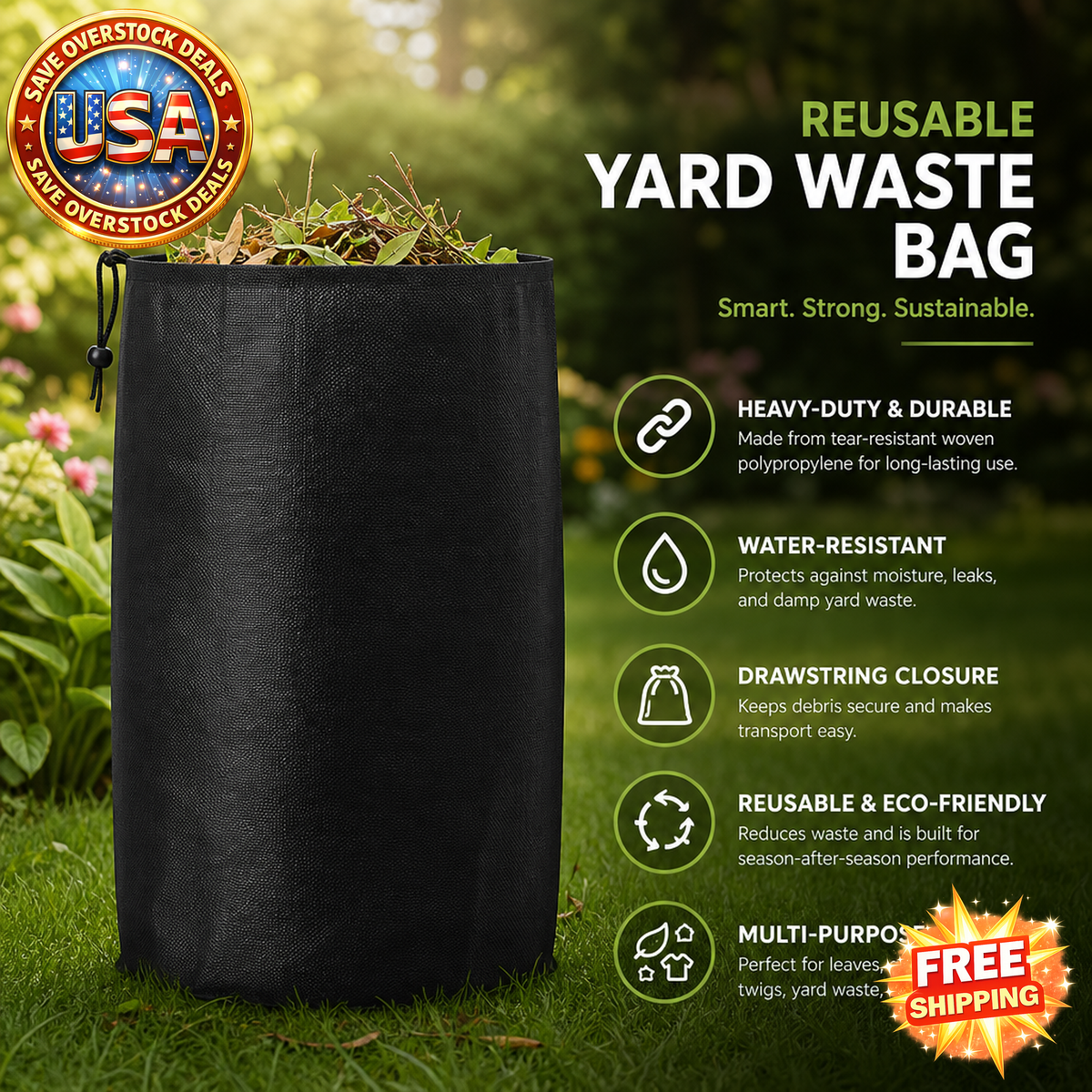 Reusable Yard Waste Bag for Garden Leaf Collection