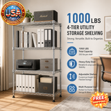 4-Tier Steel Storage Shelving Unit, 1000 lbs Capacity, Chrome
