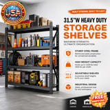 Heavy Duty Metal Storage Shelves, 2500LBS Capacity, 4 Tier