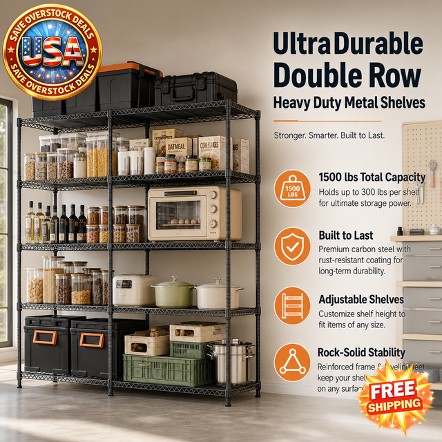 Heavy Duty Adjustable Metal Storage Shelves for Home and Garage