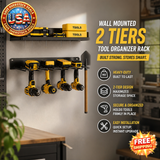 Wall Mounted 2-Tier Garage Tool Organizer Rack for Storage