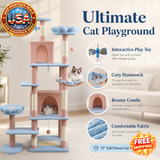 71 Inch Flower Cat Tree with Large Condo and Hammock