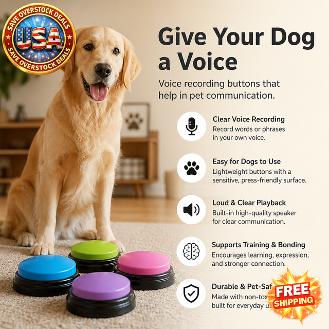Dog Talking Button for Communication; Voice Recording Buzzer