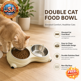 Double Cat Food Bowl Set with Non-Slip Base, Stainless Steel