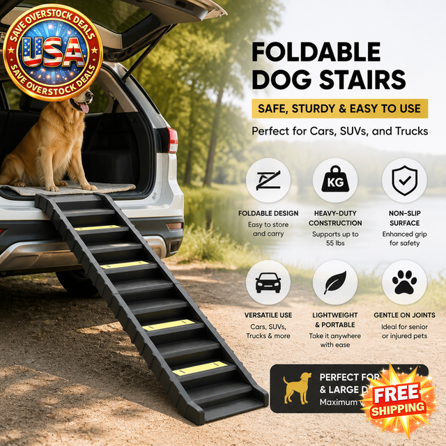 Foldable Dog Stairs for Car Truck SUV - Easy Entry Ramp