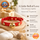 Leather Pet Collars with Alloy Bell for Small Dogs and Cats