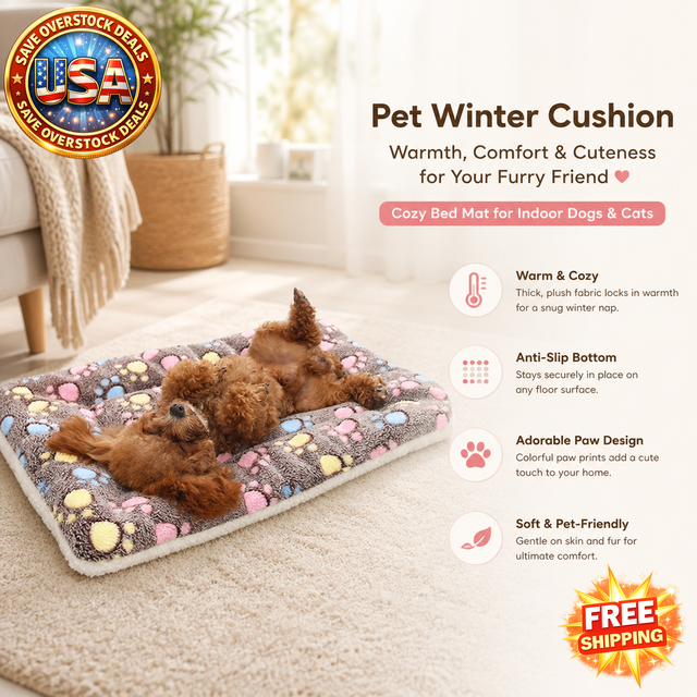 Pet Winter Cushion for Indoor Dogs & Cats, Anti-slip Cat Bed