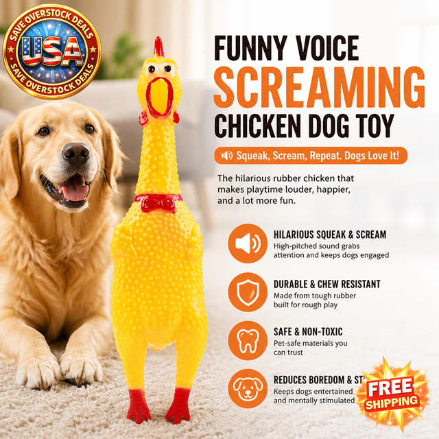 Screaming Chicken Pet Toy - Funny Rubber Dog Toy