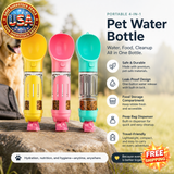 Portable 4-in-1 Pet Water Bottle with Food Storage and Spoon