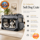 XL Collapsible Soft Dog Crate with Mesh Windows and 3 Doors