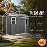 Resin Outdoor Storage Shed with Hydraulic Lid, 4.6x2.4 FT