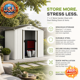 Metal Garden Shed 7'x4'x6' with Dual Sliding Doors and Vents