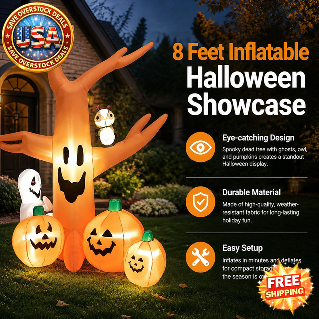8 Feet Inflatable Halloween Dead Tree with LED Lights
