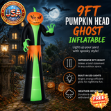 9' Halloween Inflatable Pumpkin Ghost with LED Lights for Yard