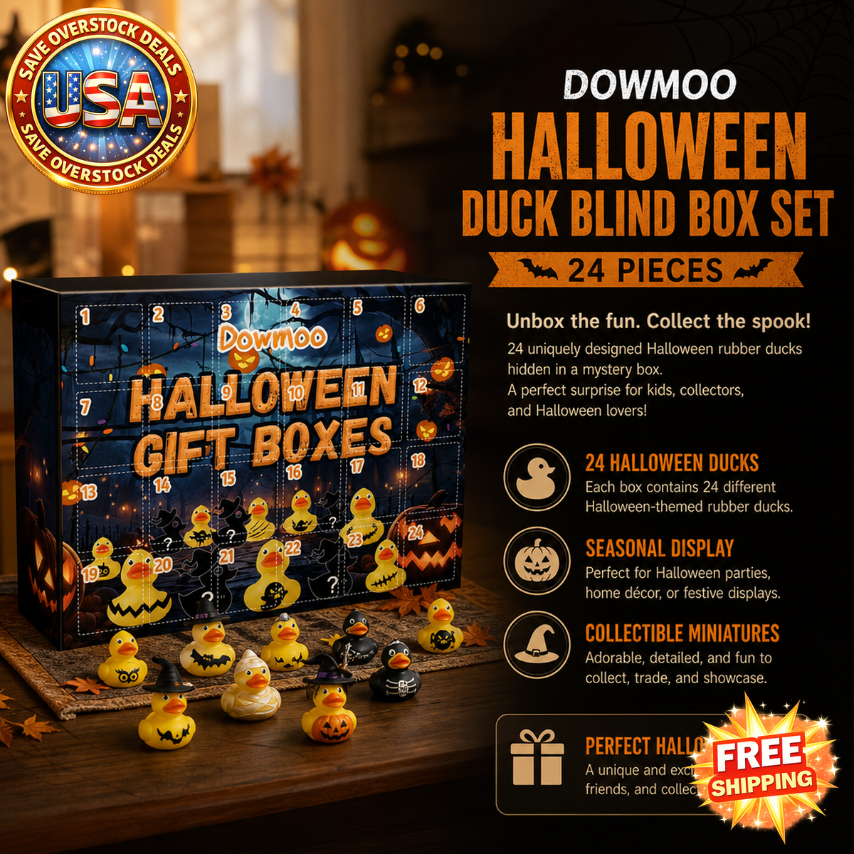 DOWMOO Halloween Duck Blind Box Set - 24 Collectible Pieces