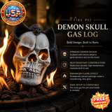 Demon Skull Gas Log for Fire Pits and Fireplaces - Halloween Decor