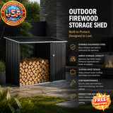Outdoor Firewood Storage Shed with Log Holder, Steel