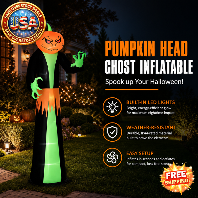 Halloween Inflatable Pumpkin Ghost Decoration with LED Lights