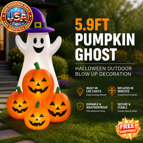 Halloween Inflatable Yard Decoration with LED Lights, 5.9FT