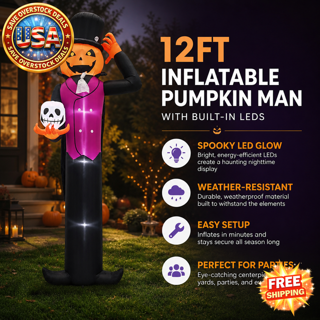 Giant 12FT Halloween Inflatable Pumpkin Man Decoration