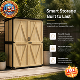 Wood Storage Shed with Asphalt Roof and Adjustable Shelves