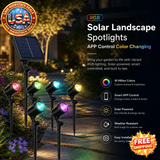 RGB Solar Landscape Spotlights with APP Control, Waterproof