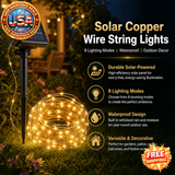 Solar Copper Wire String Lights with 8 Modes for Outdoor Decor