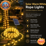 Solar Warm White Rope Lights 10M with 100 LEDs for Outdoor Use