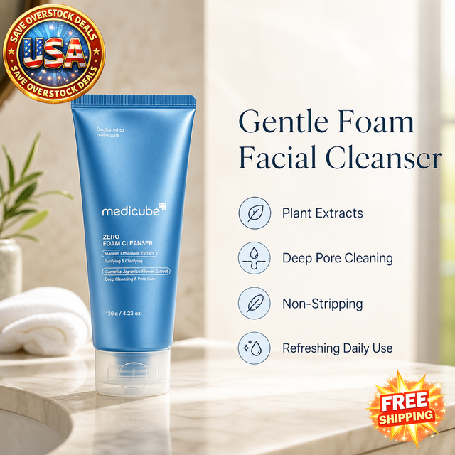 4.23oz Gentle Zero Foam Facial Cleanser, Deep Pore Cleaning Foam Face Wash with Plant Extracts, Refreshing Daily Face Cleanser for All Skin Types
