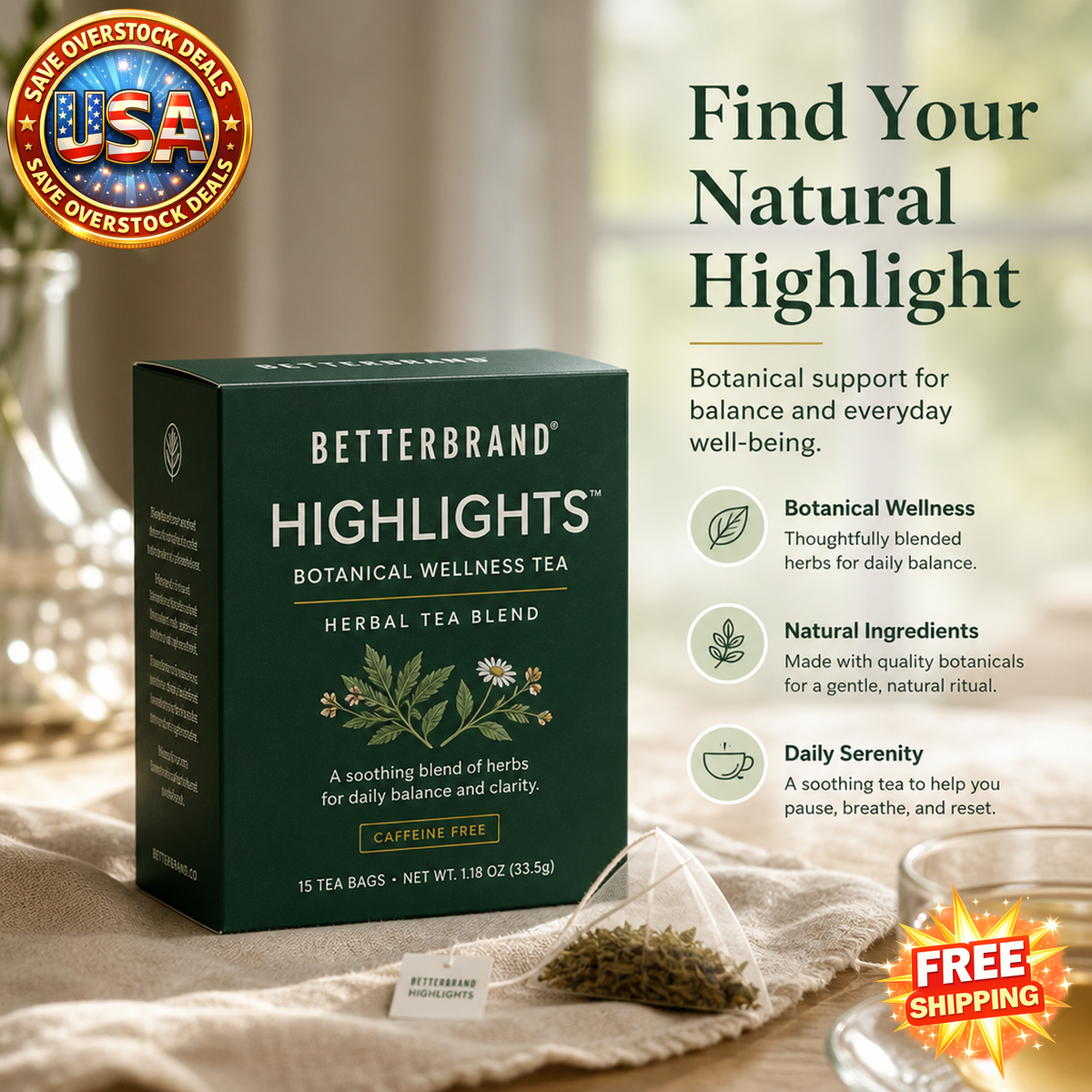 Botanical Herbal Tea Blend, Nature Inspired Herbal Wellness Tea, Physician Formulated Herbal Tea Bags