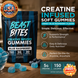Creatine Infused Soft Gummies, Blue Raspberry Flavor, 150 Count