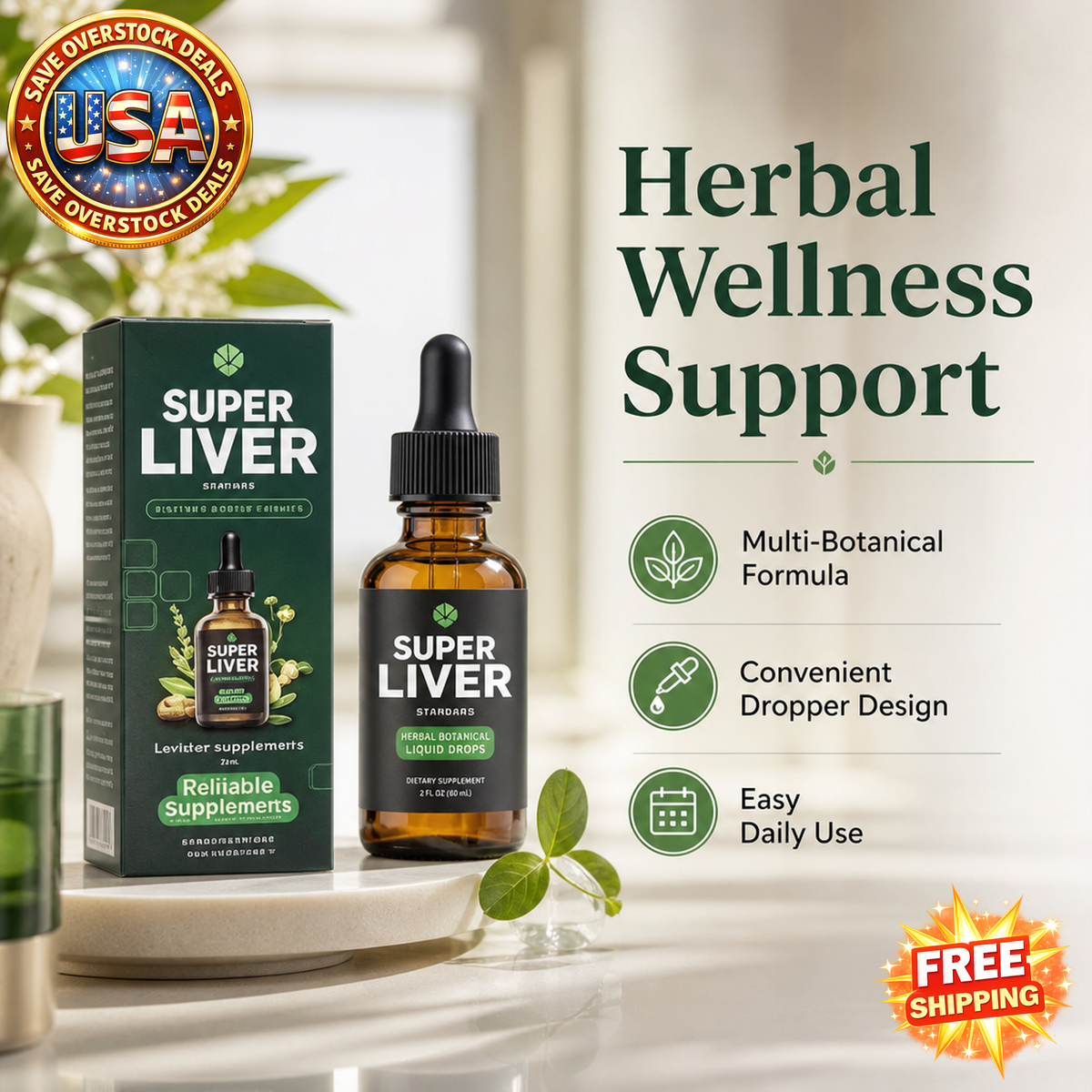 Herbal Botanical Liquid Drops for Daily Nutrient Use