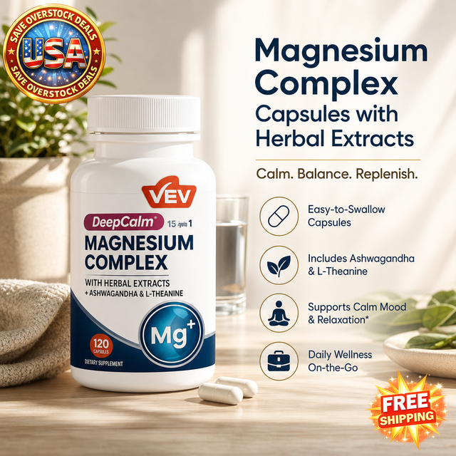 Magnesium Complex Capsules with Herbal Extracts, 120 Count