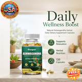 Natural Ashwagandha Herbal Dietary Supplement Capsules, 120 Count