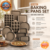 11-Piece Nonstick Baking Pans Set with Silicone Handles