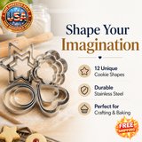 12 Pcs Stainless Steel Cookie Cutters for Baking and Decorating