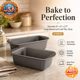 Nonstick Large Bread and Loaf Pan Set, 9" x 5", Gray